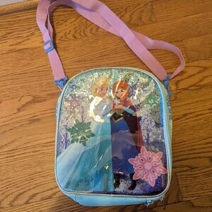 Disney Store Frozen Elsa Anna School Lunch Box Tote Insulated NWOT Strap